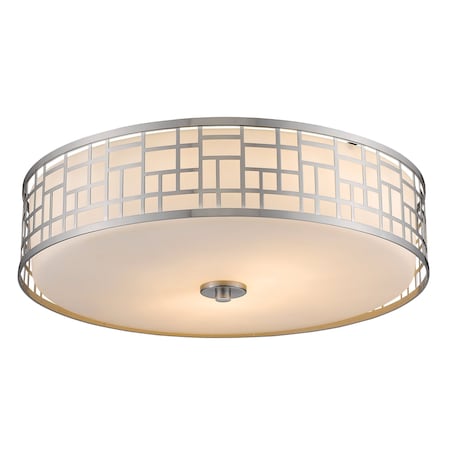 Elea 3 Light Flush Mount, Brushed Nickel & Matte Opal